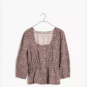 Madewell Corduroy Button-Front Peplum Top